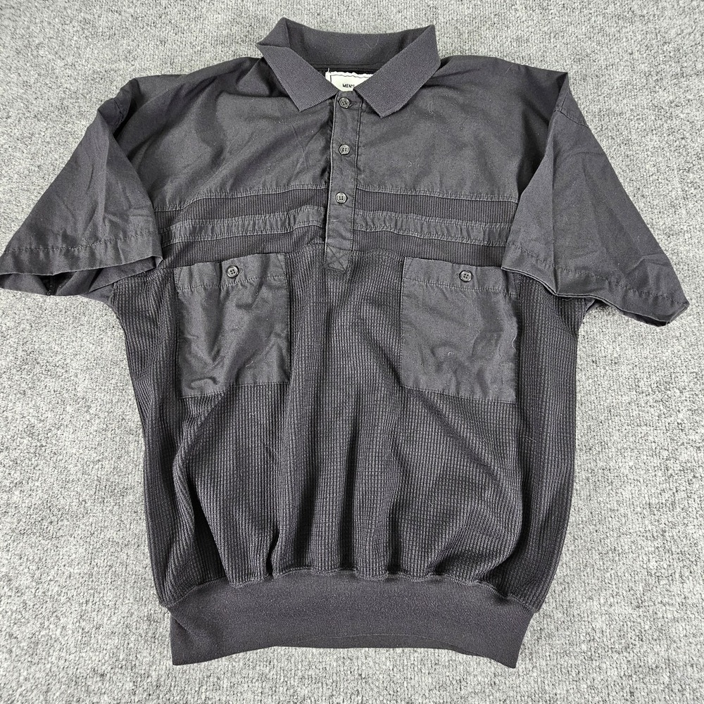 Vintage Hukapoo Pullover Shirt Mens XL Black Short Sleeve Textured‎ Polo 90s